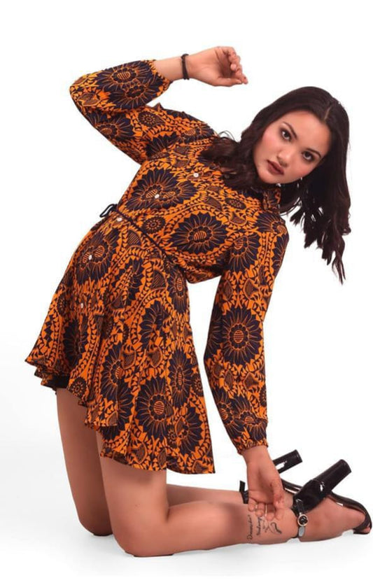 Pink and blue leopard wrap dress