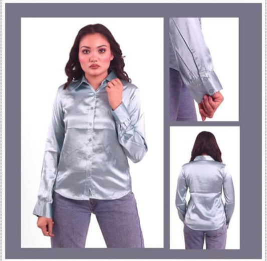 Fuscia satin floral casual shirt